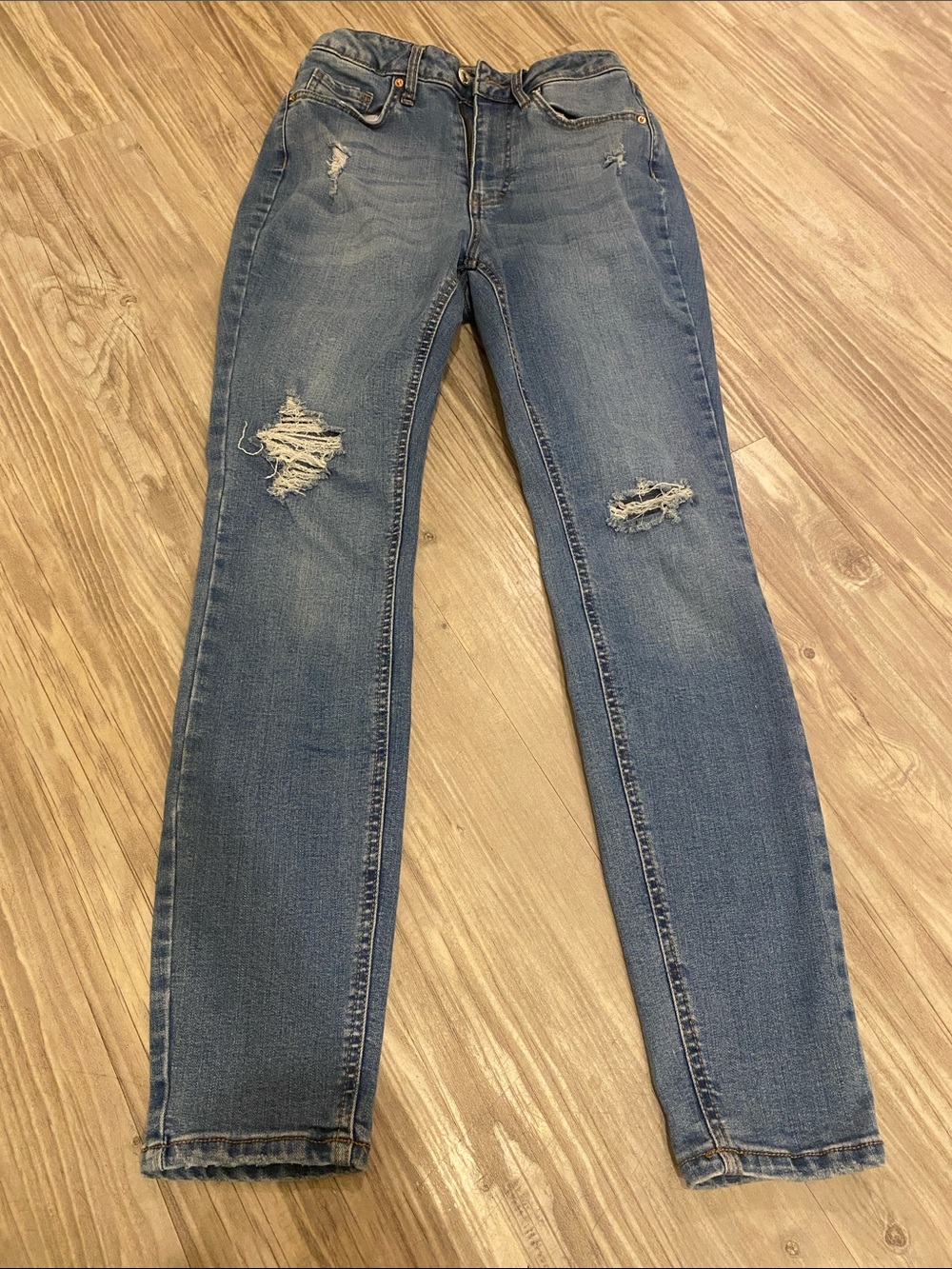 Women’s TRENDY Blue Distressed Curvy Fit Slim Fit Jeans